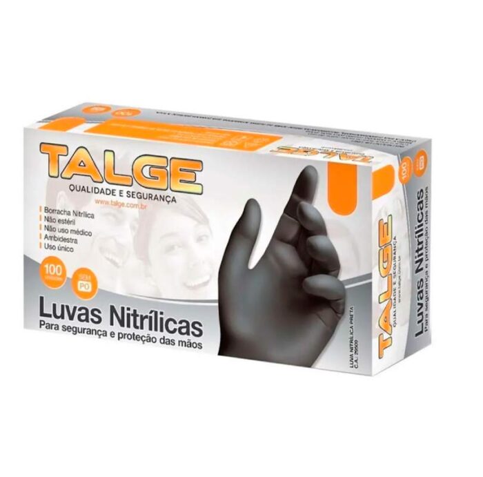 LUVA NITRILICA PRETA TALGE S/ PO C/100